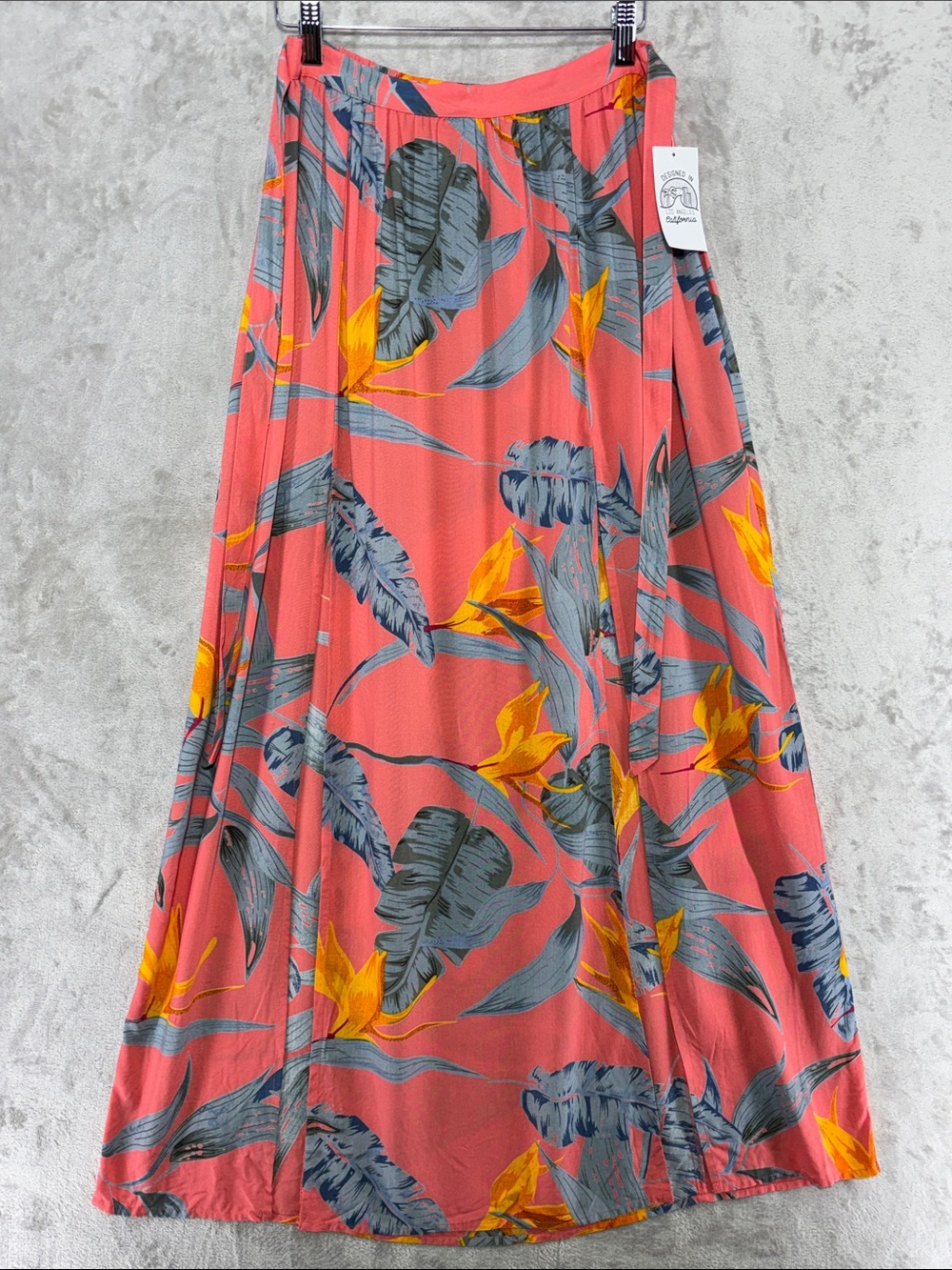 NWT--Patrons of Peace Tropical Print Maxi Skirt with 2 High Front Slits Size S